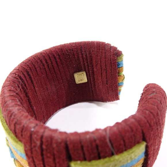 DANNIJO Tasha Suede Braided Wide Cuff Bracelet NWOT $325 Burg Blue Green - Picture 9 of 10